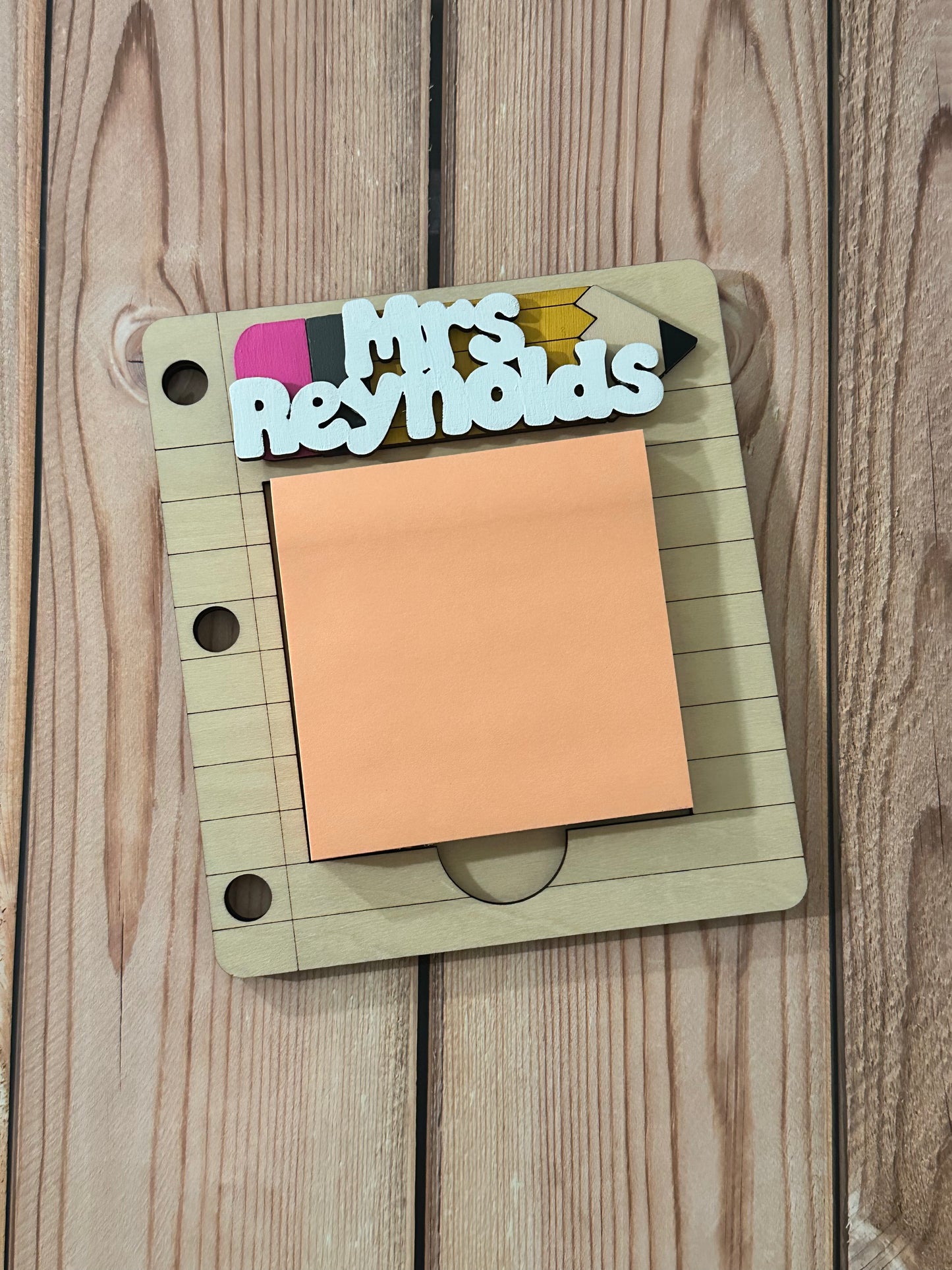 Personalized Teacher Post-It Note Holder (Pencil, Apple, or Notebook Style)
