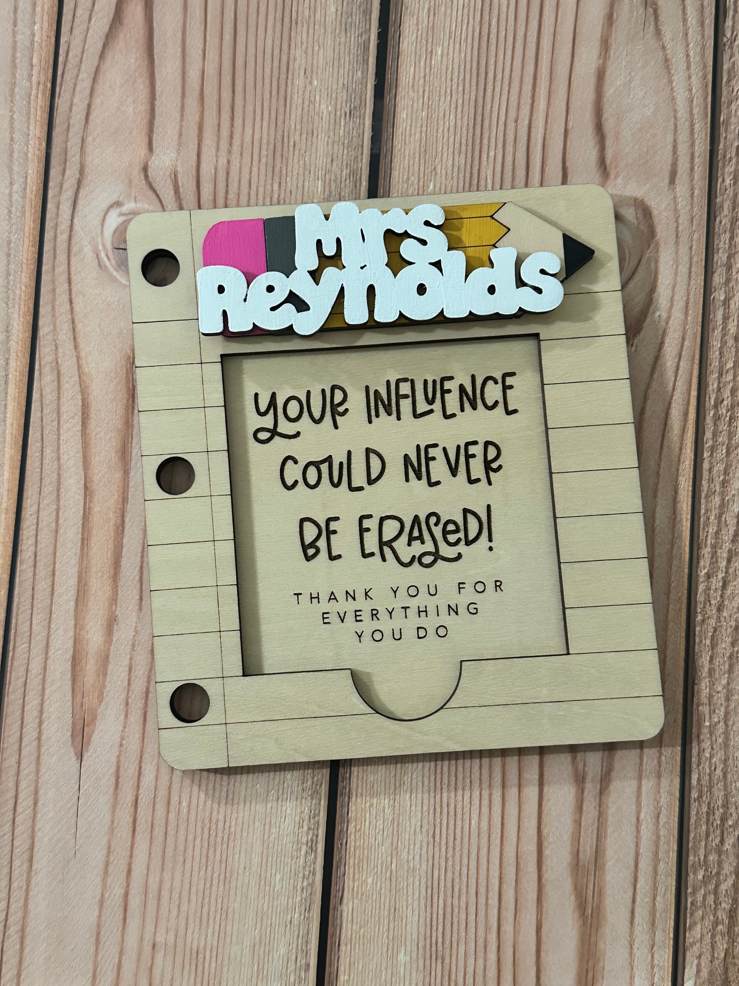 Personalized Teacher Post-It Note Holder (Pencil, Apple, or Notebook Style)