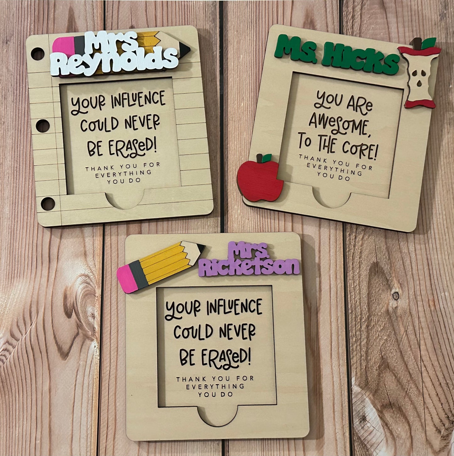 Personalized Teacher Post-It Note Holder (Pencil, Apple, or Notebook Style)