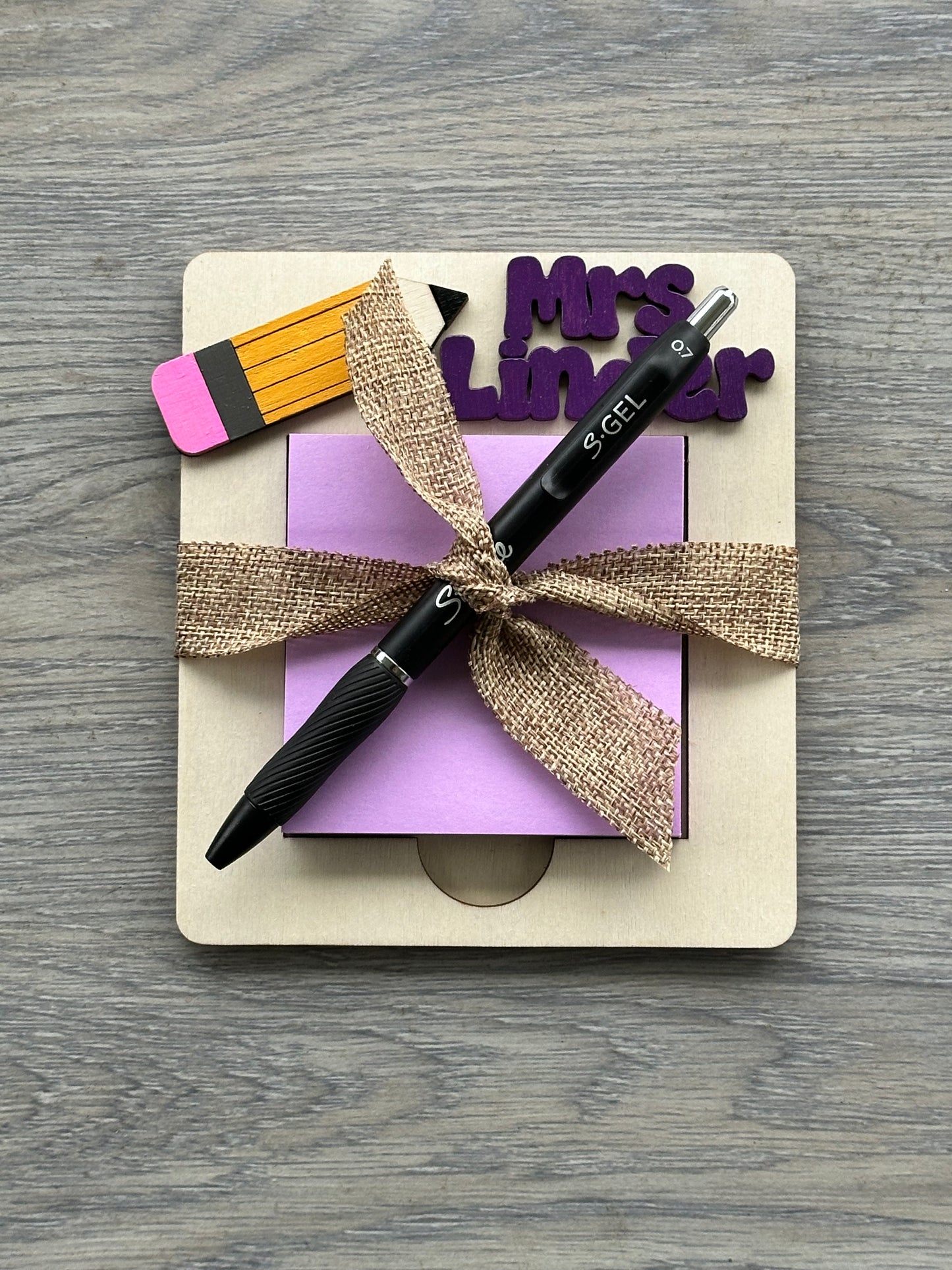 Personalized Teacher Post-It Note Holder (Pencil, Apple, or Notebook Style)