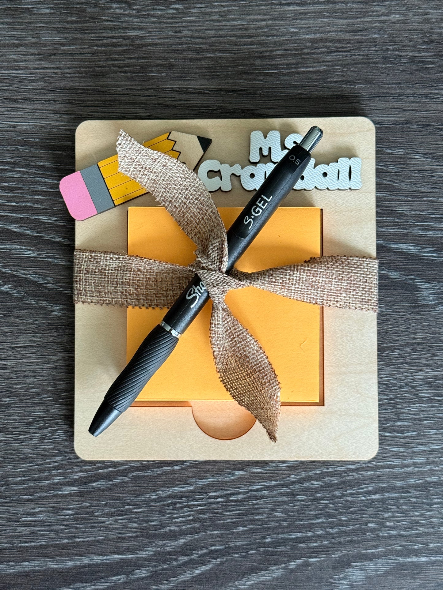 Personalized Teacher Post-It Note Holder (Pencil, Apple, or Notebook Style)